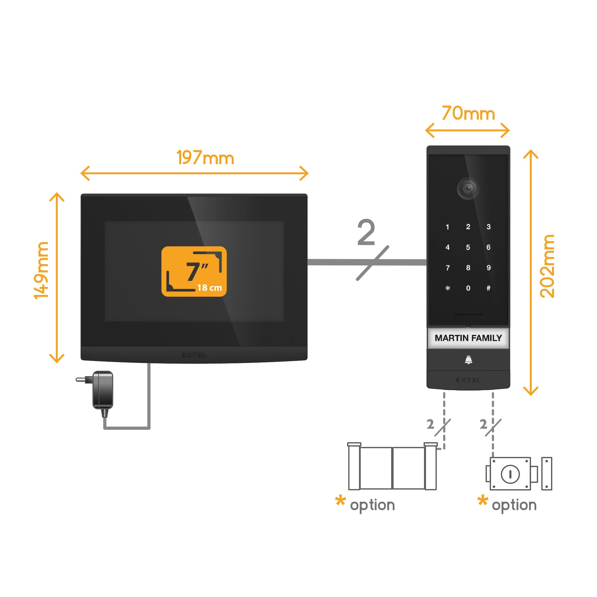Extel Videoportero WiFi 3K, Pantalla Táctil, Teclado, App y Código QR