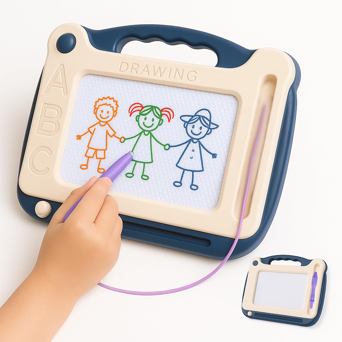 Toyana Kids Magic Drawing Board Toy Colourful Doodle Pad with Easy Slide Eraser & Stylus Pen, Educational Portable Sketch Writing Tablet for Toddlers - Learning Fun Toy for Children Age 3+