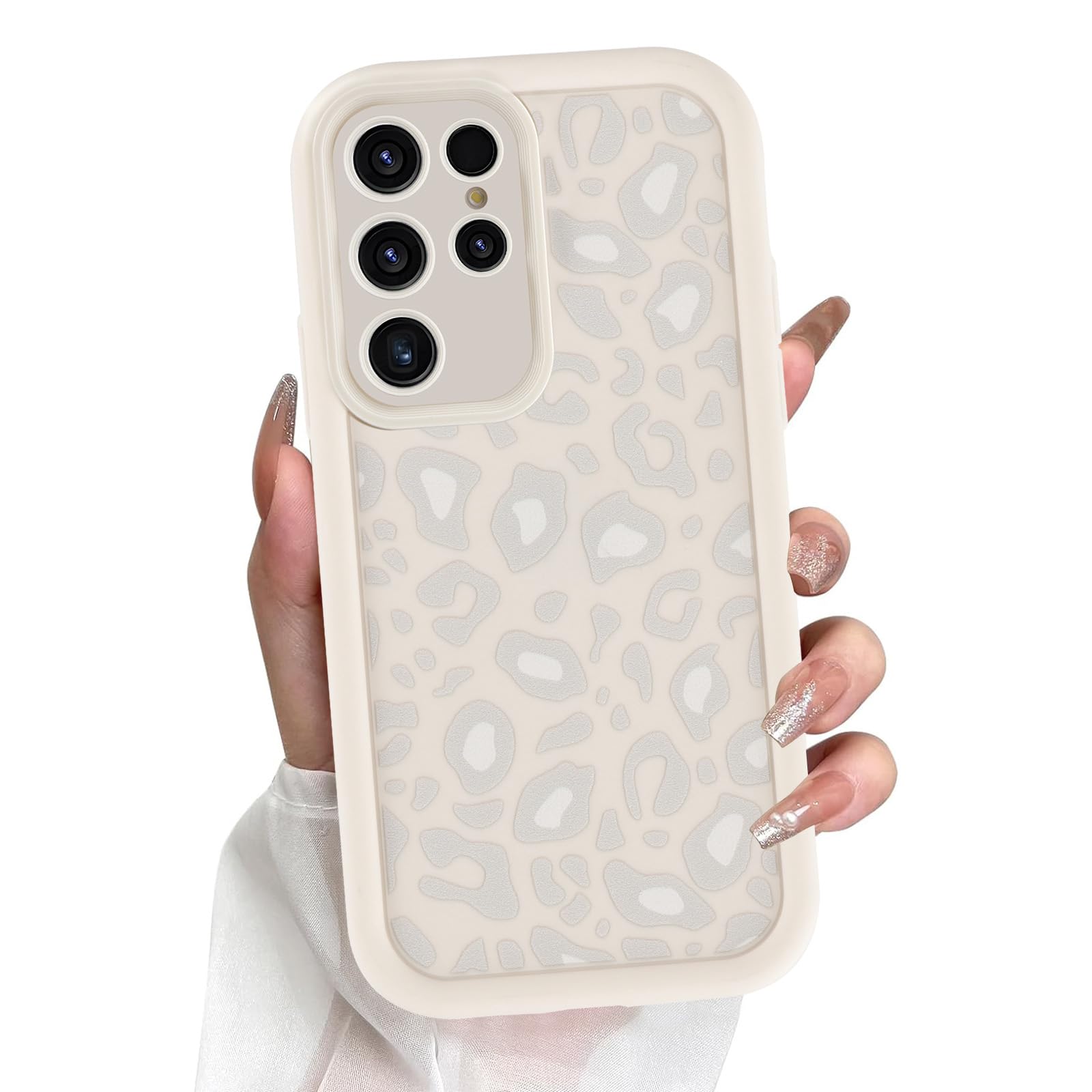 Yomjew Cute Cheetah Print Phone Case for Samsung Galaxy S23 Ultra 5G Case 6.8", Aesthetic Leopard Pattern Design Cover Full Camera Protective