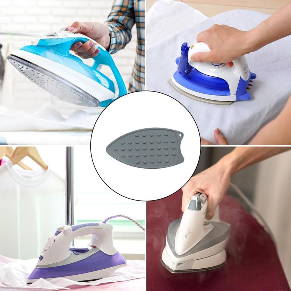 GOCUODE Support pour Fer à Repasser,Repose Fer en Silicone,Tapis de Repos de Repassage avec Trou de Suspension,pour L'isolation Contre Les Brûlures ( Gris