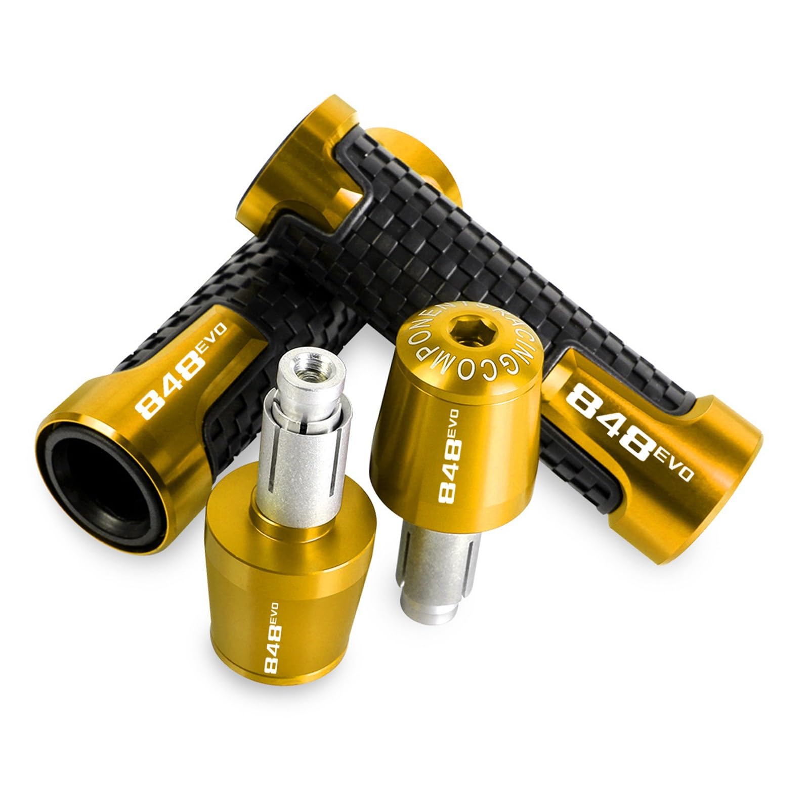 Poignées de guidon Ducati 848 Evo antidérapantes alu or 22mm