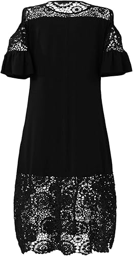 Miniatura 6 de Vestidos de talla grande para mujer, vestido de verano 2023, elegante, sexy, entallado, con encaje, retazos, manga con volantes, vestido de invitada