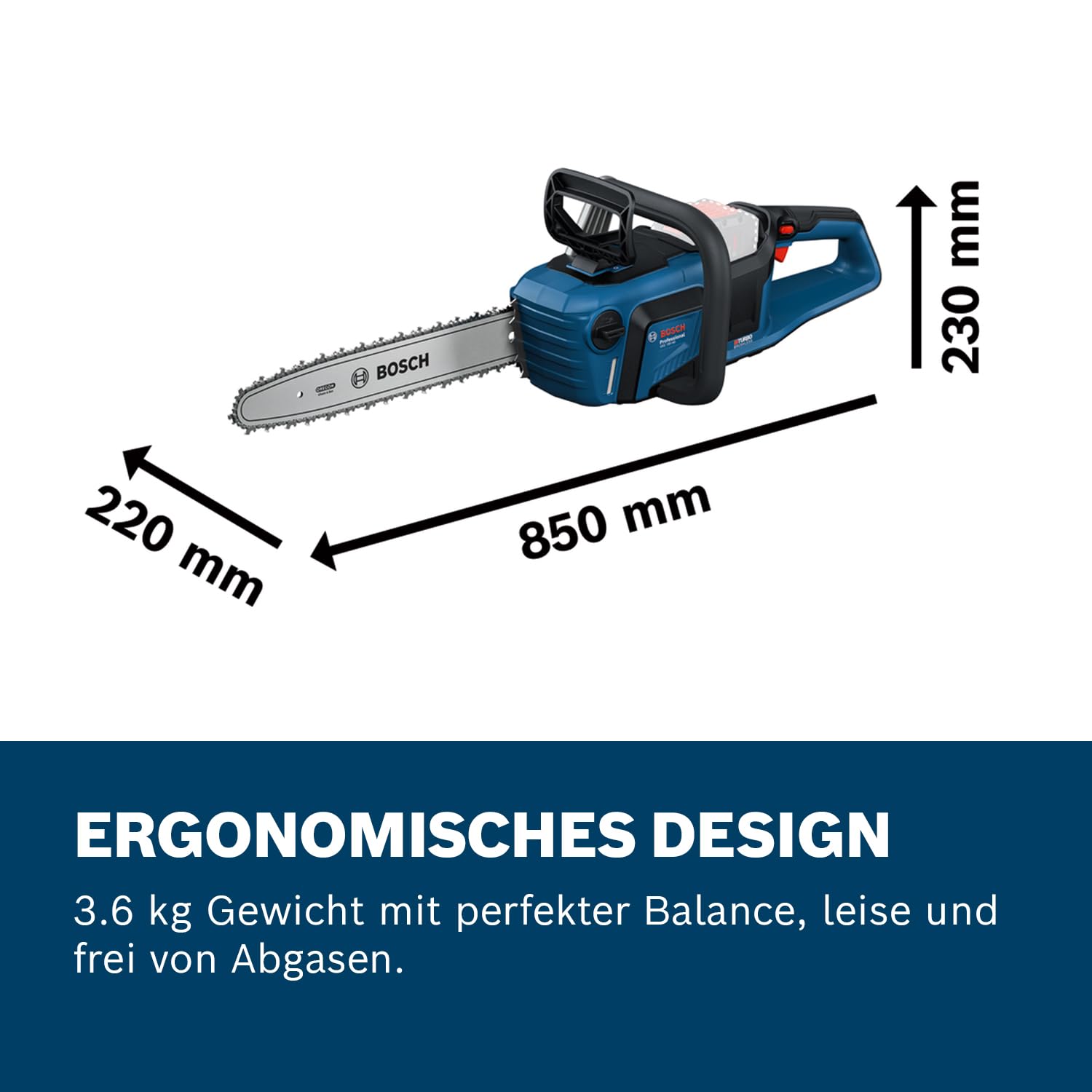 Bosch Professional 18V System Kettensäge GKE 18V-40 (40 cm Schwert, bürstenloser Motor mit BITURBO-Technologie, inklusiv Kombischlüssel, Kettenabdeckung, ohne Akku/Ladegerät)
