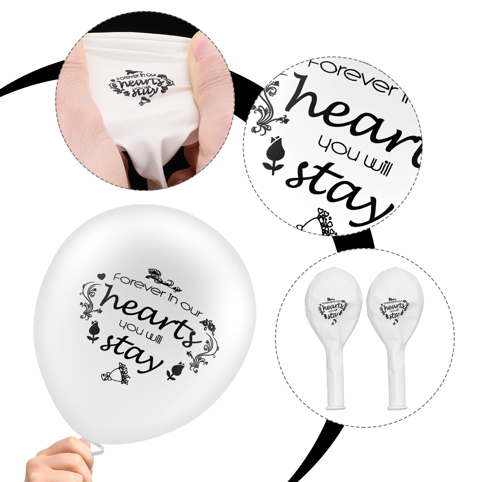 Piriuuo 23 Pc Memorial Balloons Set - Release in Sky with 3 Pc Dove Balloons - Funeral Condolence Decorations - Image 3