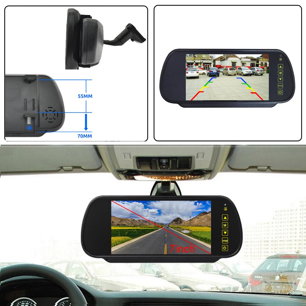 7 Zoll Auto Rückspiegel, Autospiegel Große Vision Weitwinkel Panorama, Auto Innenspiegel Ersatz, Blendschutz Rückspiegel Universal für Auto