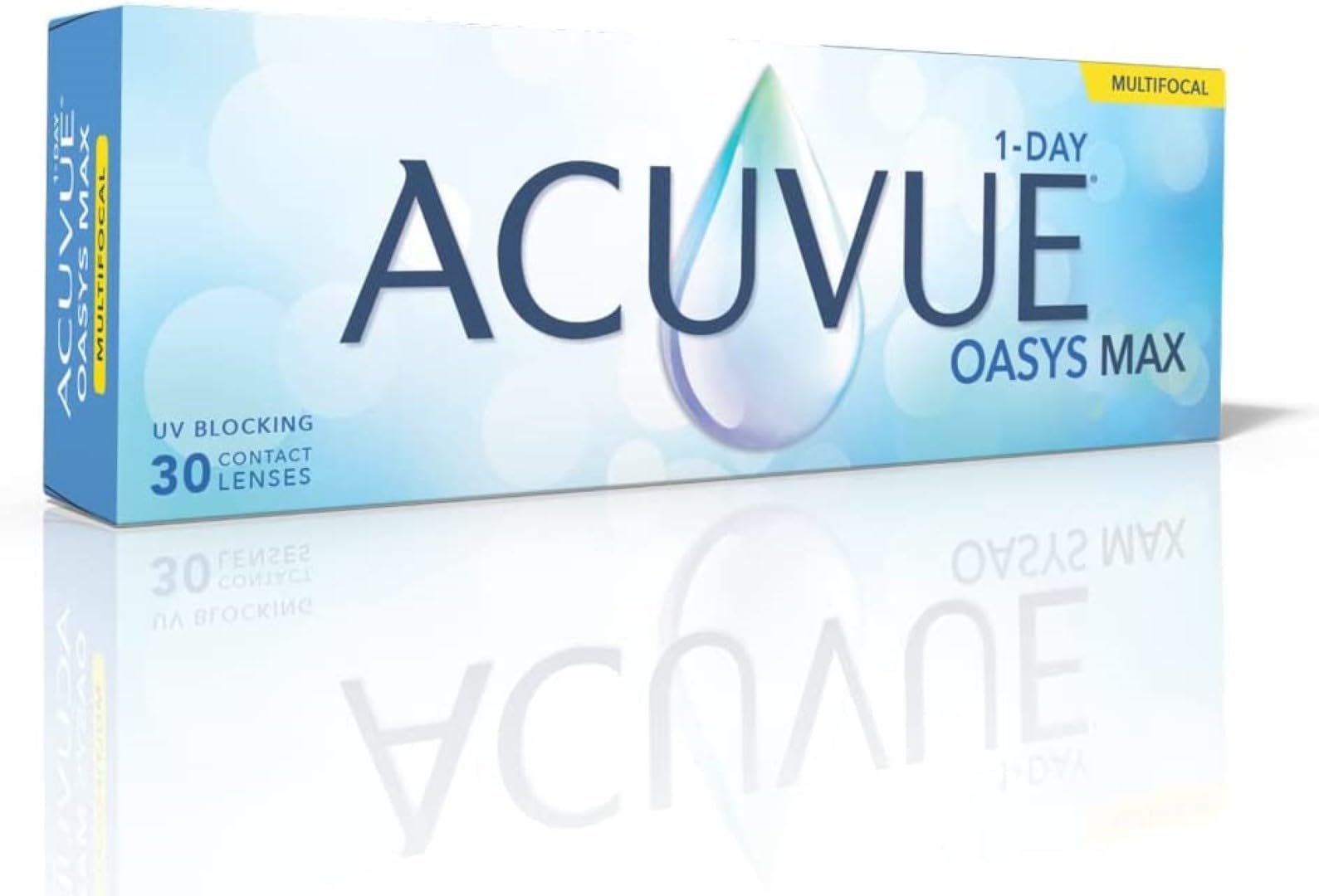 Acuvue Oasys Max 1-Day MULTIFOCAL Lentes diarias con Tecnología TearStable, filtro de luz OptiBlue y diseño Pupil Optimized, -4.50 dpt, diámetro 14.3 mm, 30 unidades, +1.50 adición, curva base 8.4 mm