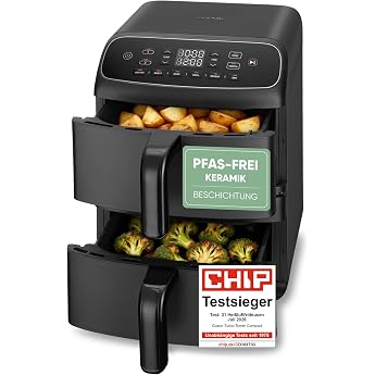 Cosori Airfryer, new generation 2026, chip test winner, TurboBlaze-Tech | NTC-Tech, XL Heating Ring, PFAS Free Ceramic Coatin