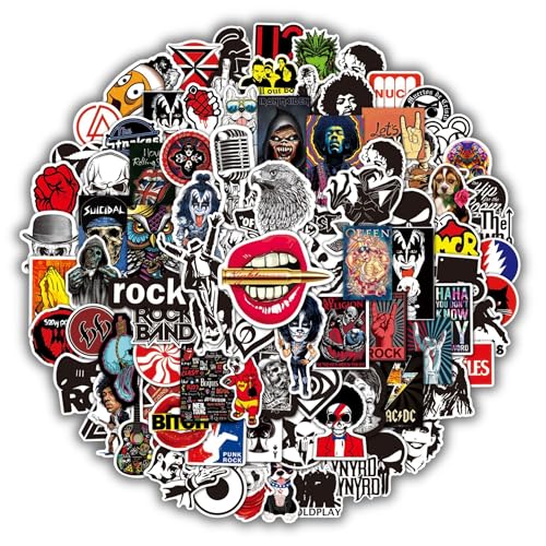 200PCS Rock Stickers Packs Band Stickers Rock Music Stickers Laptop Decals Waterproof Vinyl Rock Band Decals Punk Rock Stickers for Laptop Guitar Water Bottles Rock Gift for Men Women Adults