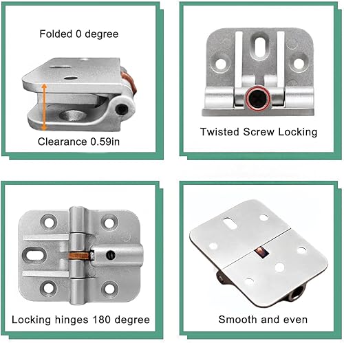 Miniatura 9 de Bisagras de bloqueo Bisagra ajustable de 90 grados de 180 grados, bisagra de mesa de hoja abatible, bisagras de puerta de gabinete, bisagras de