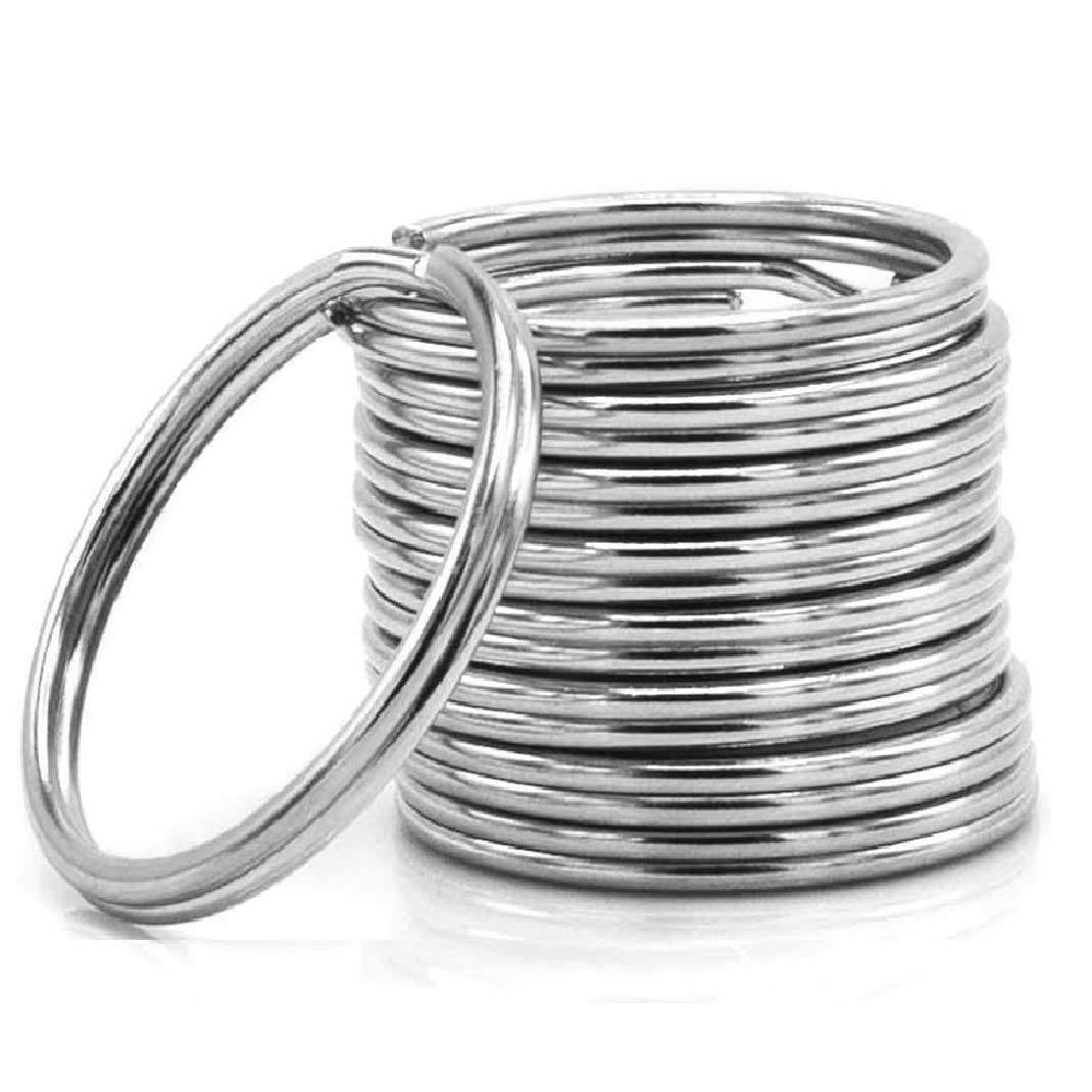 Aomeiter 100 Pieces Small Keychain, Key Ring Split Key Ring 35mm Divided Round Metal Rings for Family Keys Organization and Crafts, Silver