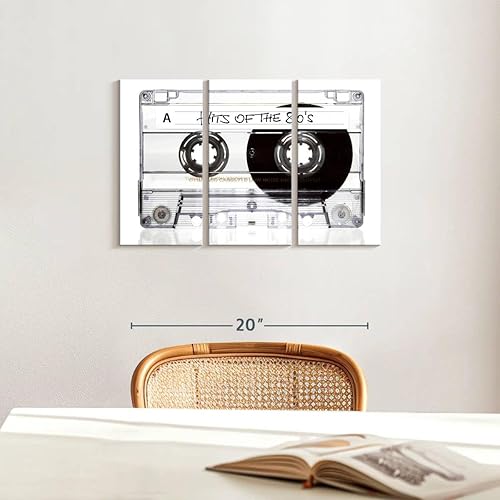 Miniatura 7 de ElephantStock - Hits Of The 80's Cassette Wall Art - Horizontal Multi Panel Canvas - 3 Piece Hallway Wall Decor - Photography Music Multi Piece Wall