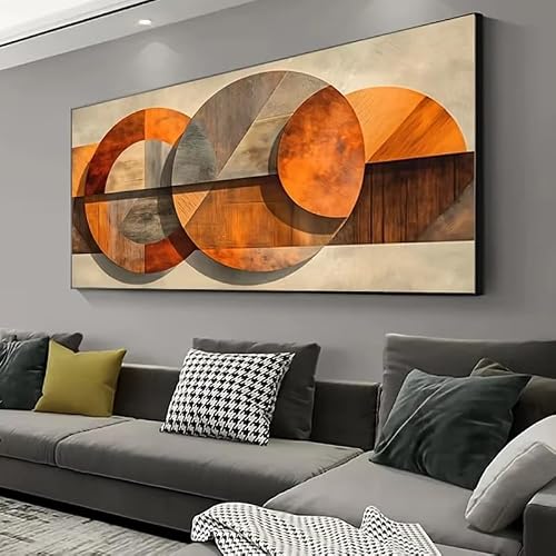 DFZEWKI Large Abstract Art Home Decor Retro Orange,Beige and Gray Painting for Dining Room Wall Decor(70x140cm(28x55in)/No frame)