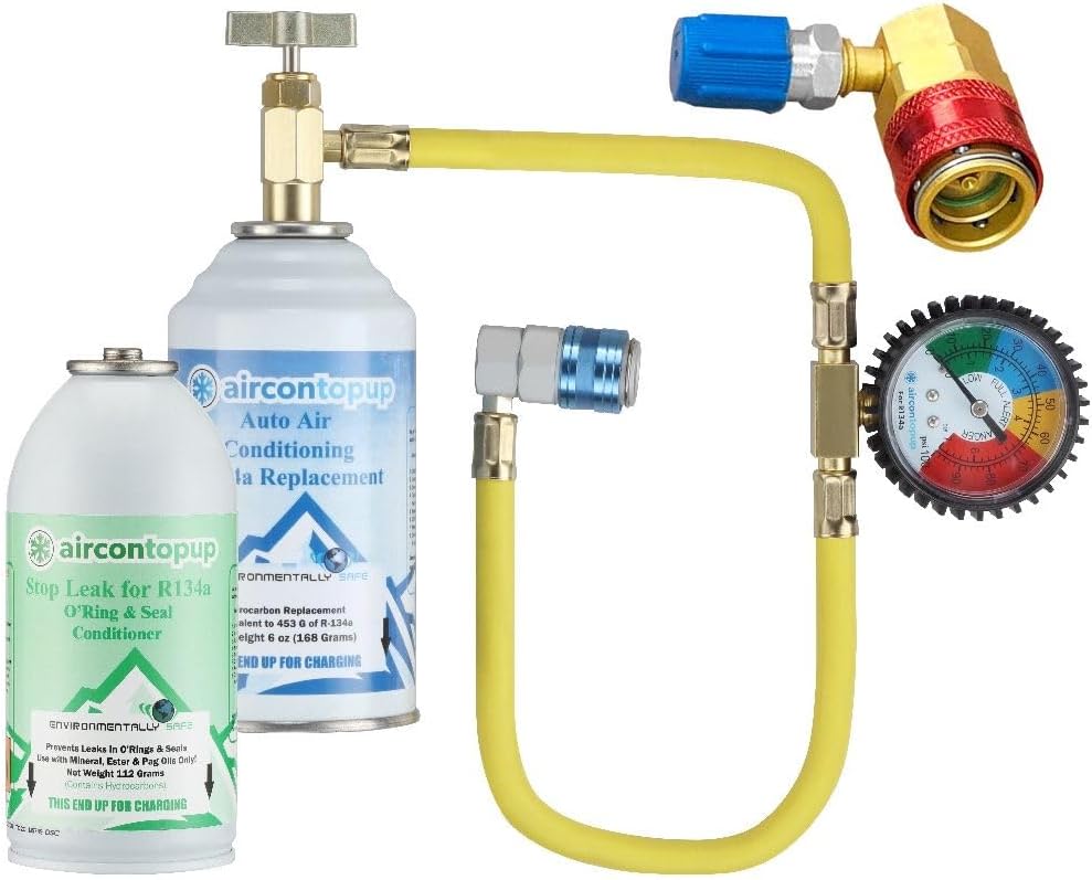 Car Aircon Air Con Regas DIY Kit With Leakstopper and High/Low Port