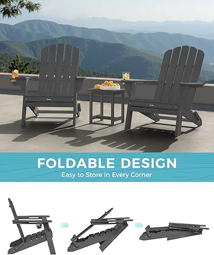 Miniatura 7 de Adirondack - Juego de 2 sillas Adirondack para todo tipo de clima, silla Adirondack con textura de madera para hoguera, patio, jardín, junto a la