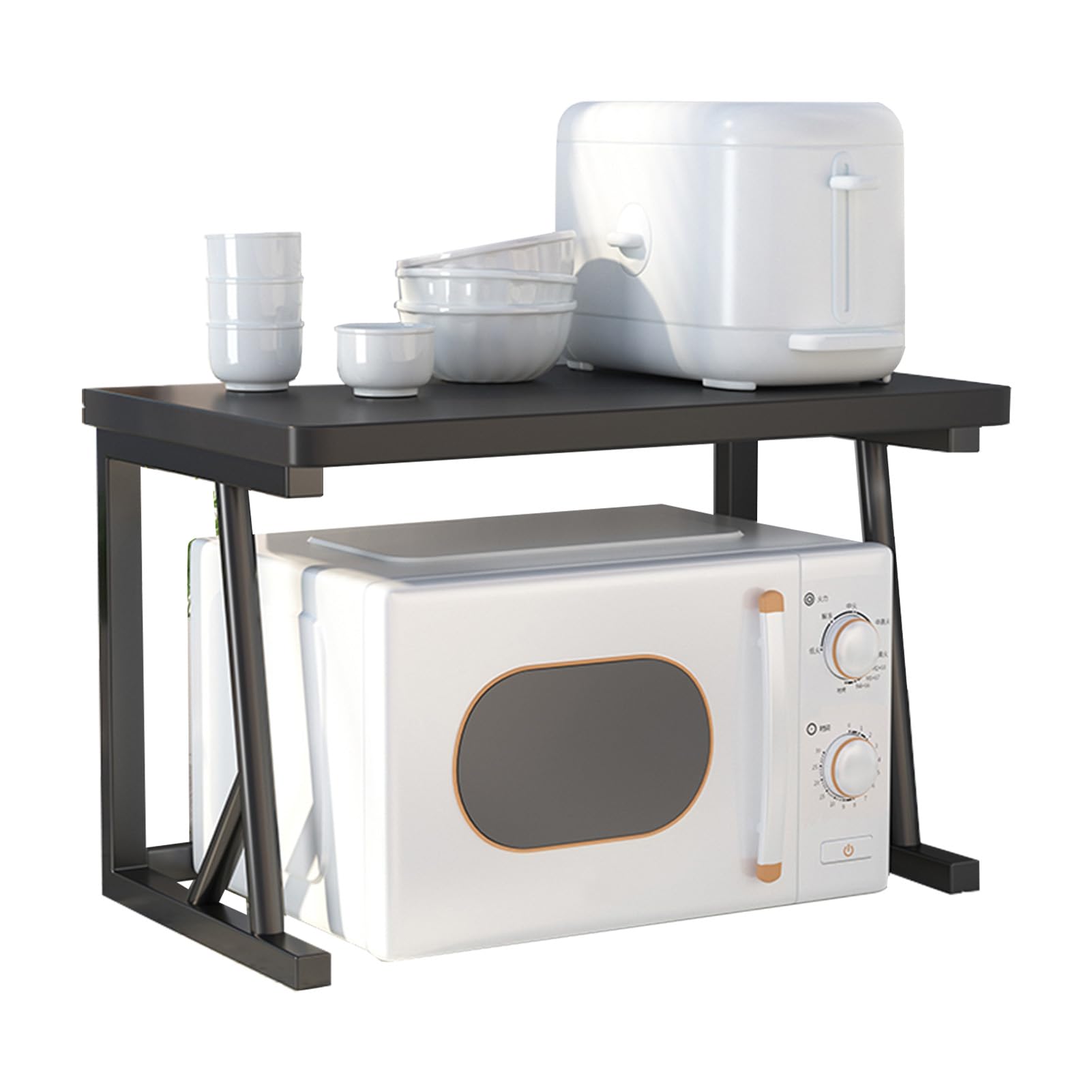 Étagère extensible pour micro-ondes et organisateur de comptoir de cuisine à 2 niveaux