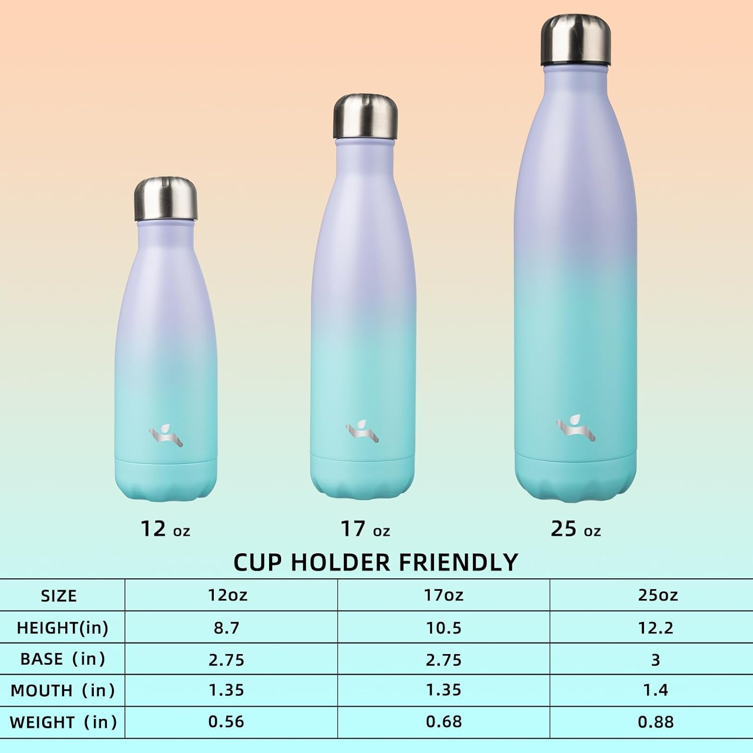 Insulated Water Bottles,25 oz Double Wall Stainless Steel Vacumm Metal Flask for Sports Travel,Lavender Green - Image 4