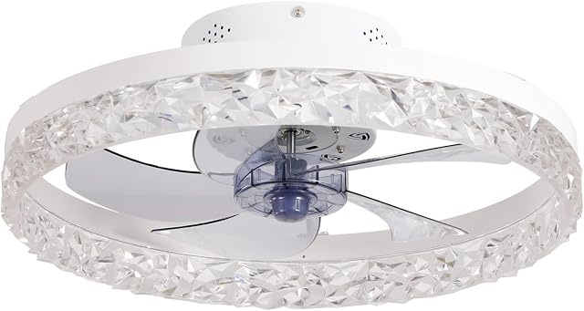  Ceiling Fans with Lights and Remote Quiet Fan for Bedroom Crystal Led Fan Chandelier DC Motor Winter Summer Mode 6 Wind Speeds Adjustable Dimmable Ceiling Fan with Lighting,White