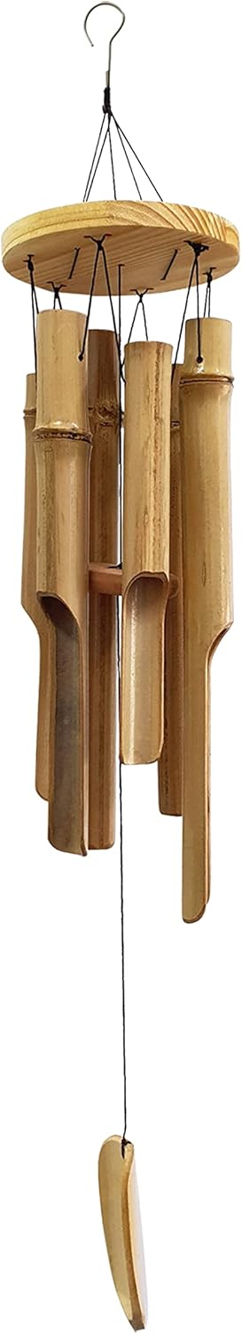 Wooden Wind Chimes for Outside, Bamboo Memorial Wind Chimes, Handcrafted Sympathy Gift for Loss of Loved one, Relaxing Sweet Tones for Home, Garden, Patio or Outdoor Decor 27"