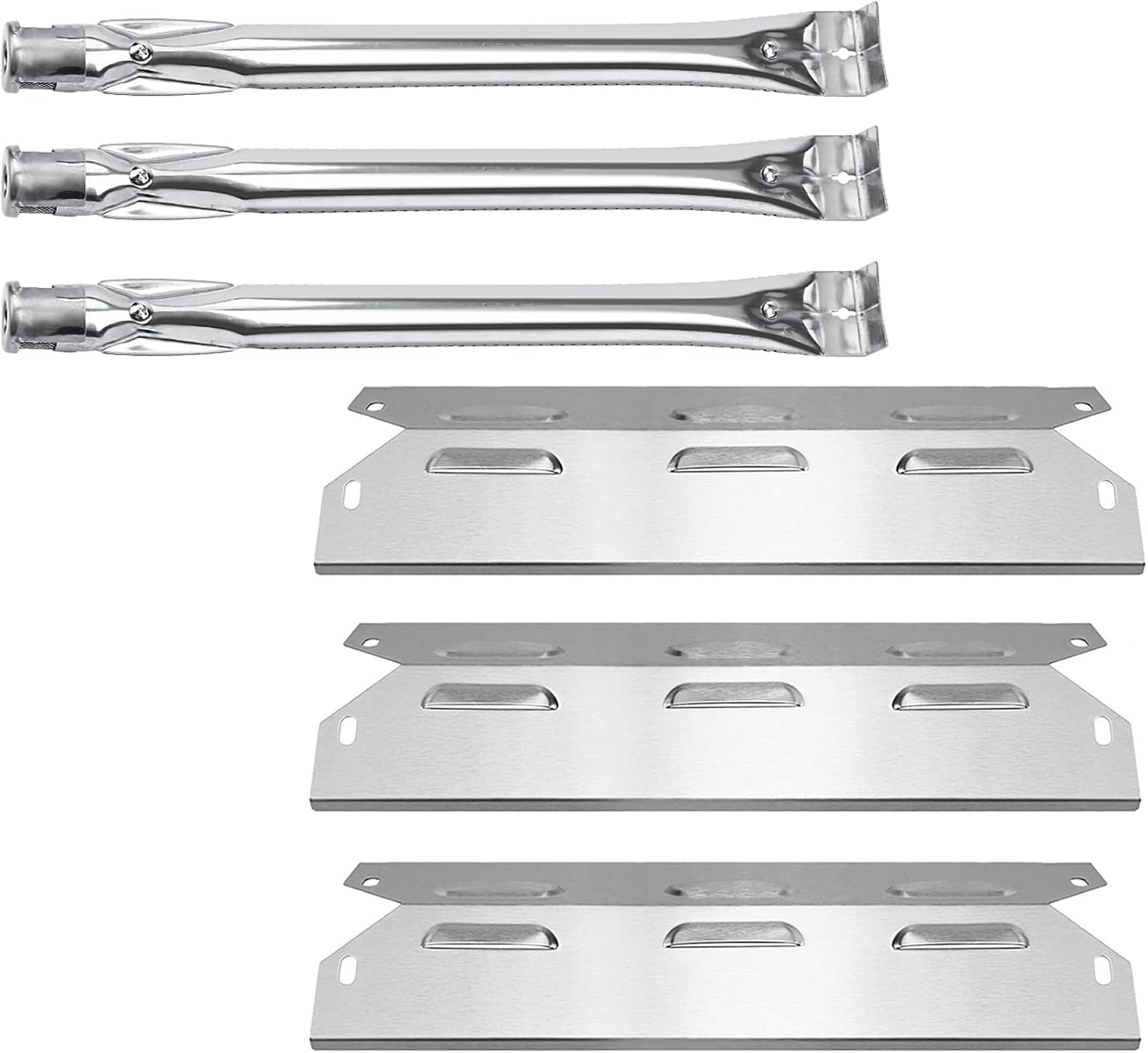Hisencn Replacement Repair Parts Compatible with Kenmore 146.23678310, 146.23679310, 640-05057371-6, 640-05057373-6 Gas Grills Models, 3 Packs Stainless Steel Grill Burner, Heat Plates Tent Shield
