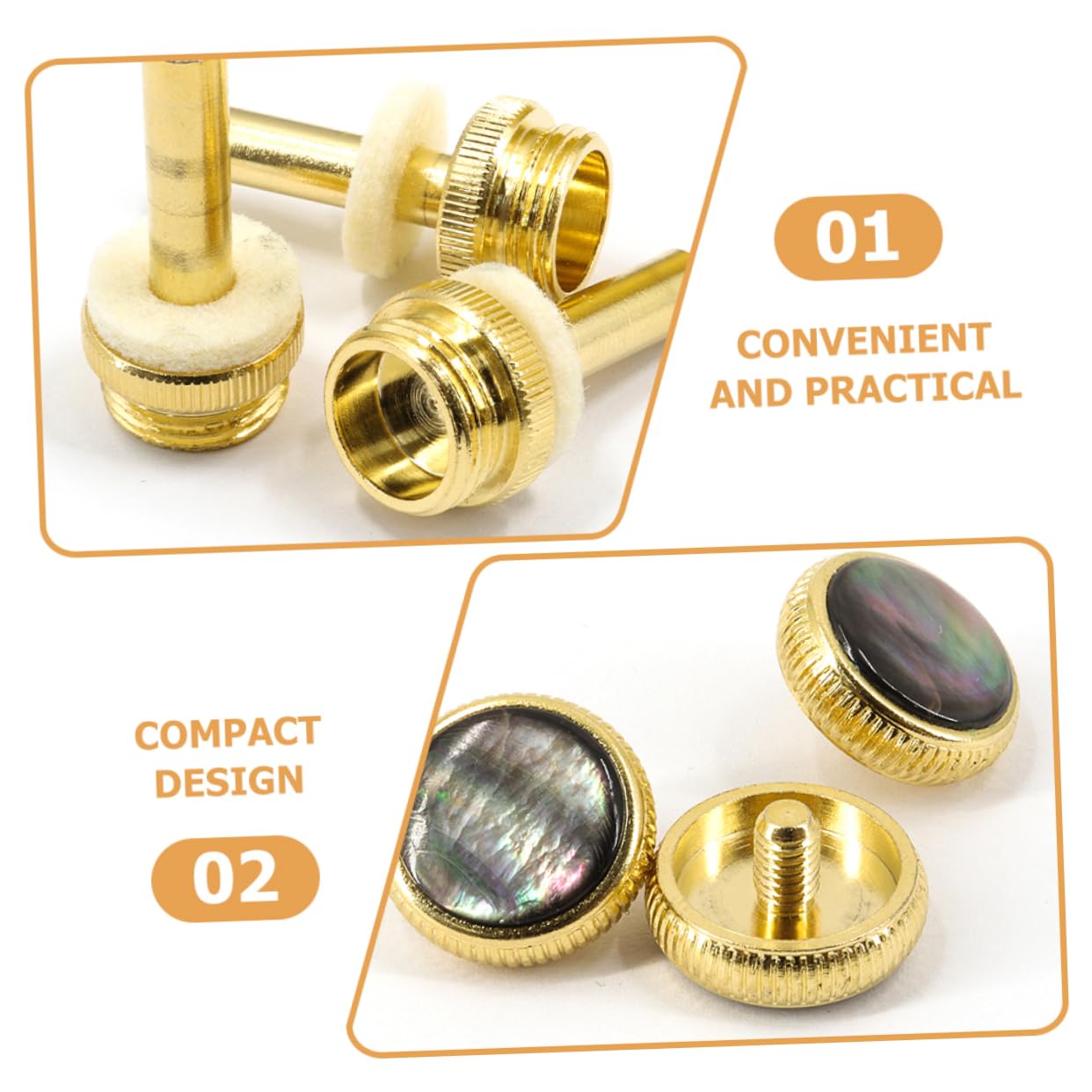Set de Accesorios para Trompeta Dorados de Metal Diseño Compacto y Fácil de Almacenar para Músicos, Incluye Botones de Presión Resistentes para Reparación