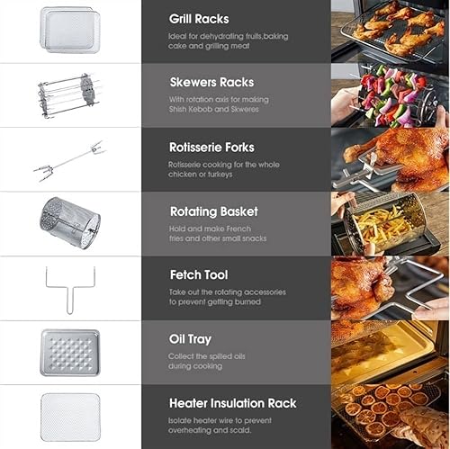 Miniatura 6 de DDYYCX Horno freidora de aire horno tostador de freidora de aire de 127 cuartos de galón combo de horno de convección de encimera con 10 ajustes