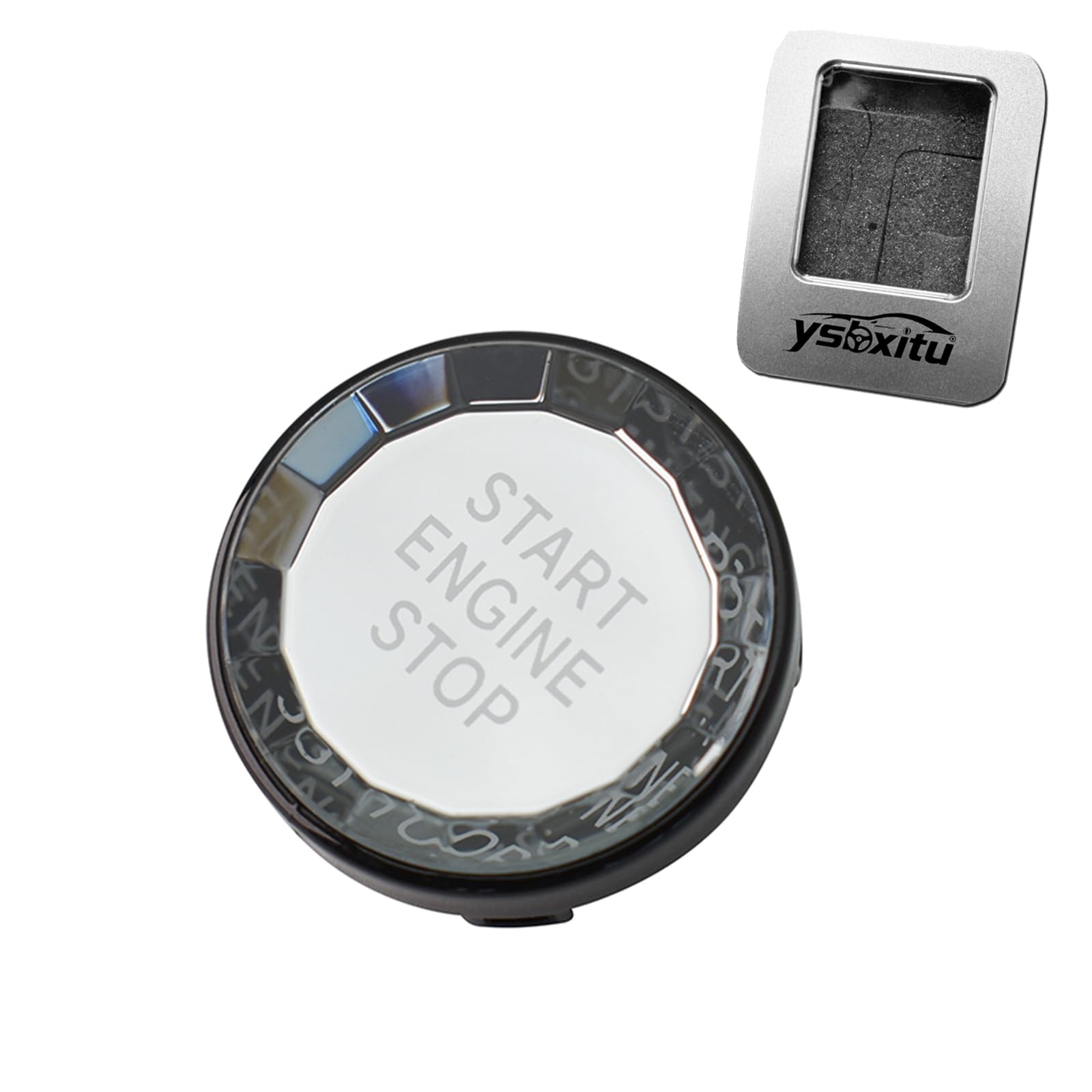 Auto start Stopp Taste passt für Bmw Crystal start stop knopf Motor Abdeckung passt für Bmw 1er E87 3er E90 E91 E92 E93 5er E60 X1 E48 X3 E83 X5 E70 X6 E71 E72 Z4 E89 Motorstartknopf- Schwarz
