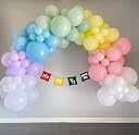 SpecialYou.in Pastel Rainbow Theme Half Birthday Decoration Item Kit kid includes Pastel Color Balloons Pink, Blue, Yellow, Green, Purple and White with It's My Half Birthday paper Banner- 63 Pieces gallery image