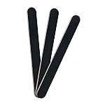 3 Pack Professional Emery Boards, 100/180 Grit Nail File for Acrylic and Natural Nails, Reusable, Black