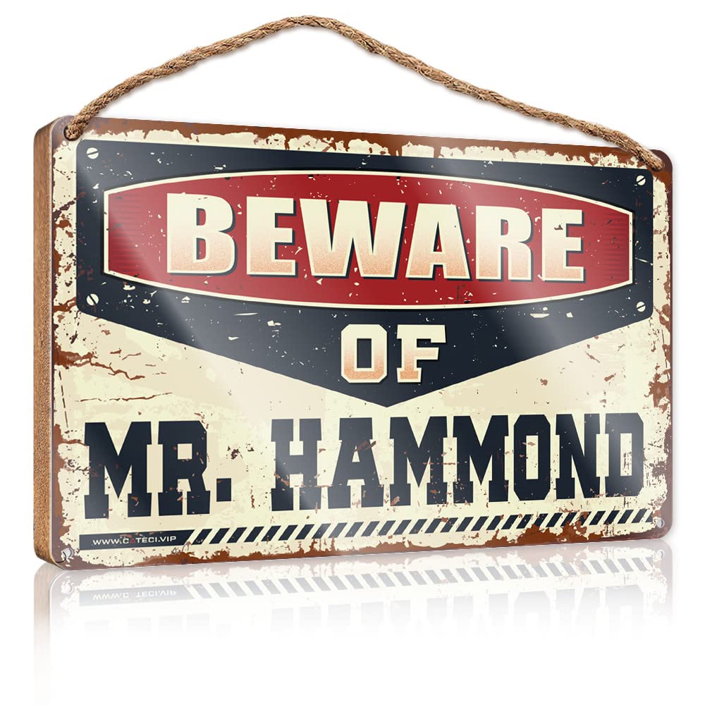 FRINTOXA Quote Wood Plaque Beware Of Mr. Hammond Wooden Sign(15X28CM)