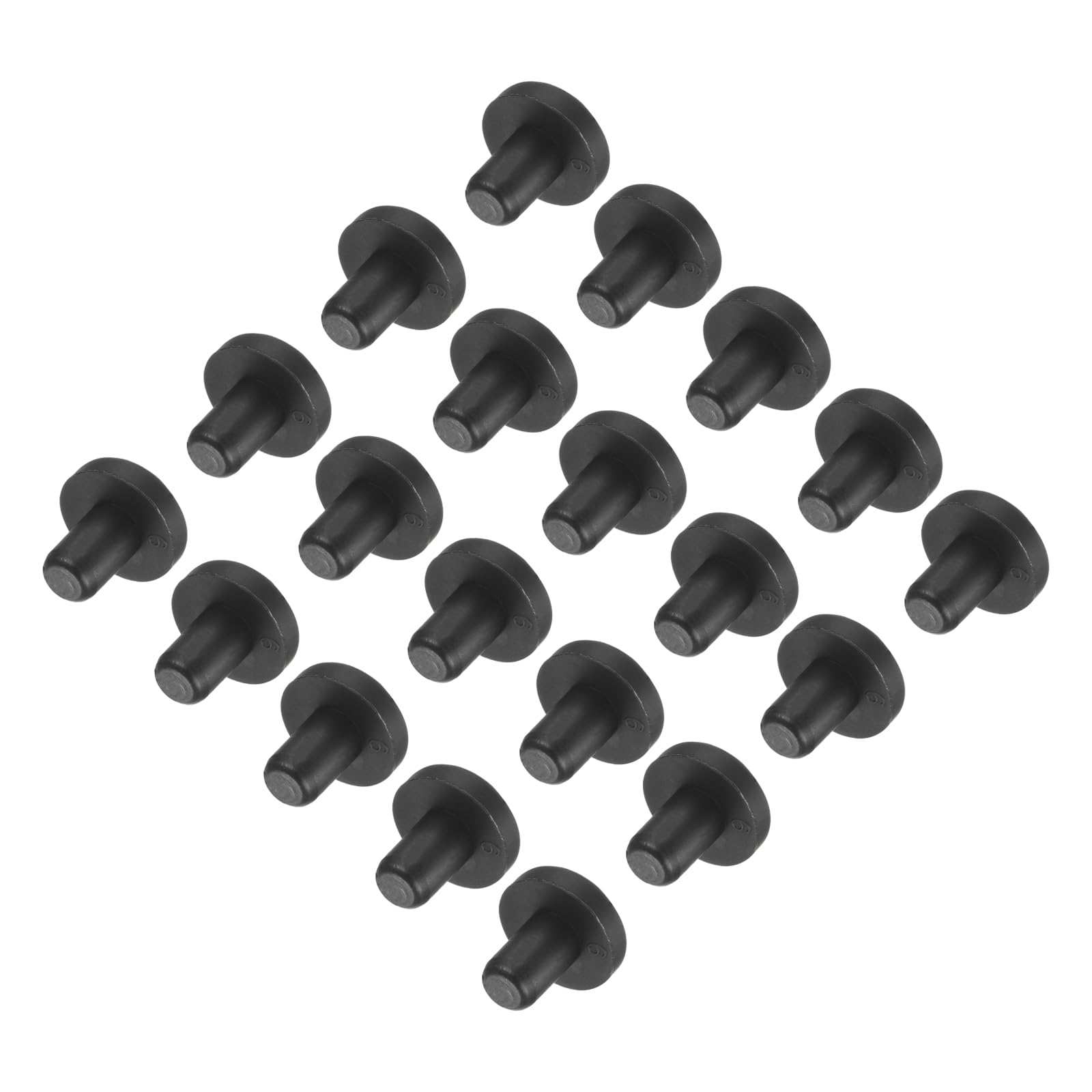 uxcell High Temp Silicone Plug Mount Dia 6mm/0.24 inch t Shaped Rubber Stopper Hole Plugs for Powder Coating Plating Waterproof Plugs Sealing Plugs Black Pack of 36(OD 12.5mm)