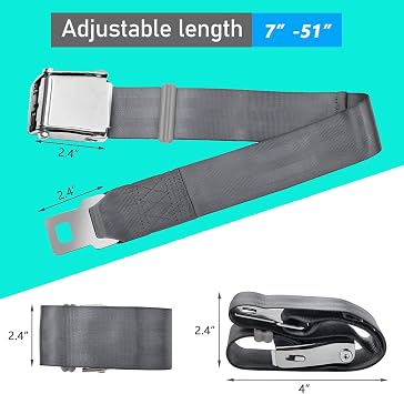 Adjustable 7-51 Airplane Seatbelt Extender - FITS All Airlines (not Southwest) Bring You a Comfortable Trip, gray