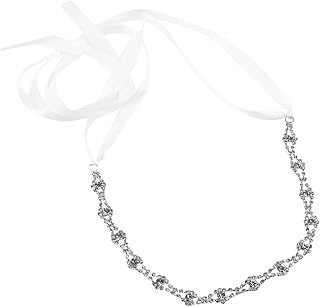 UEETEK Bling opaska na włosy opaska na włosy stras rombus ozdoba na czoło wesele (srebrna)