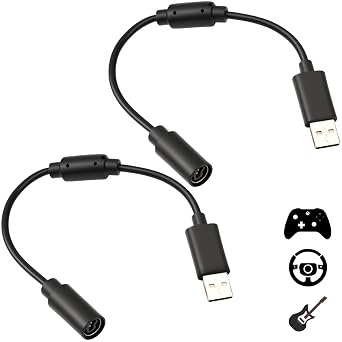 2 Pack USB Breakaway Cable for Logitech G920 G923 G27 G29 for Xbox 360 Controllers Guitar Hero for Rocksmith Real Tone Cable Adapter Driving Force Thrustmaster Ferrari 458 Spider Racing Wheel Cord