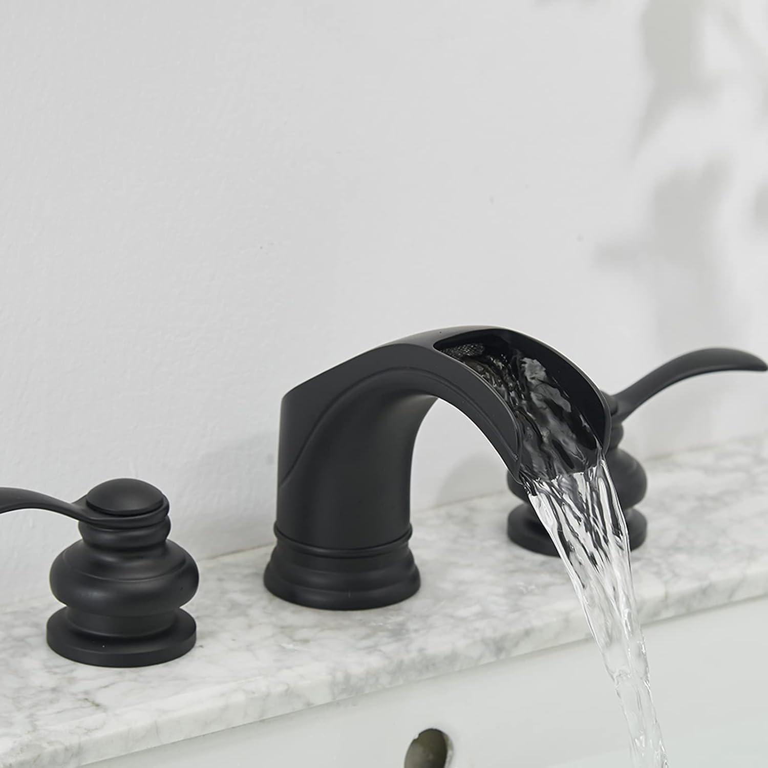 Bеѕt Sеllеr Black Widespread Bathroom Faucet 3 Hole Waterfall 2-Handle 8-16 Inch with Pop Up Drain Assembly Sink Vanity Farmhouse with Overflow Glacier Bay Supply Line Lead-Free by Homevacious