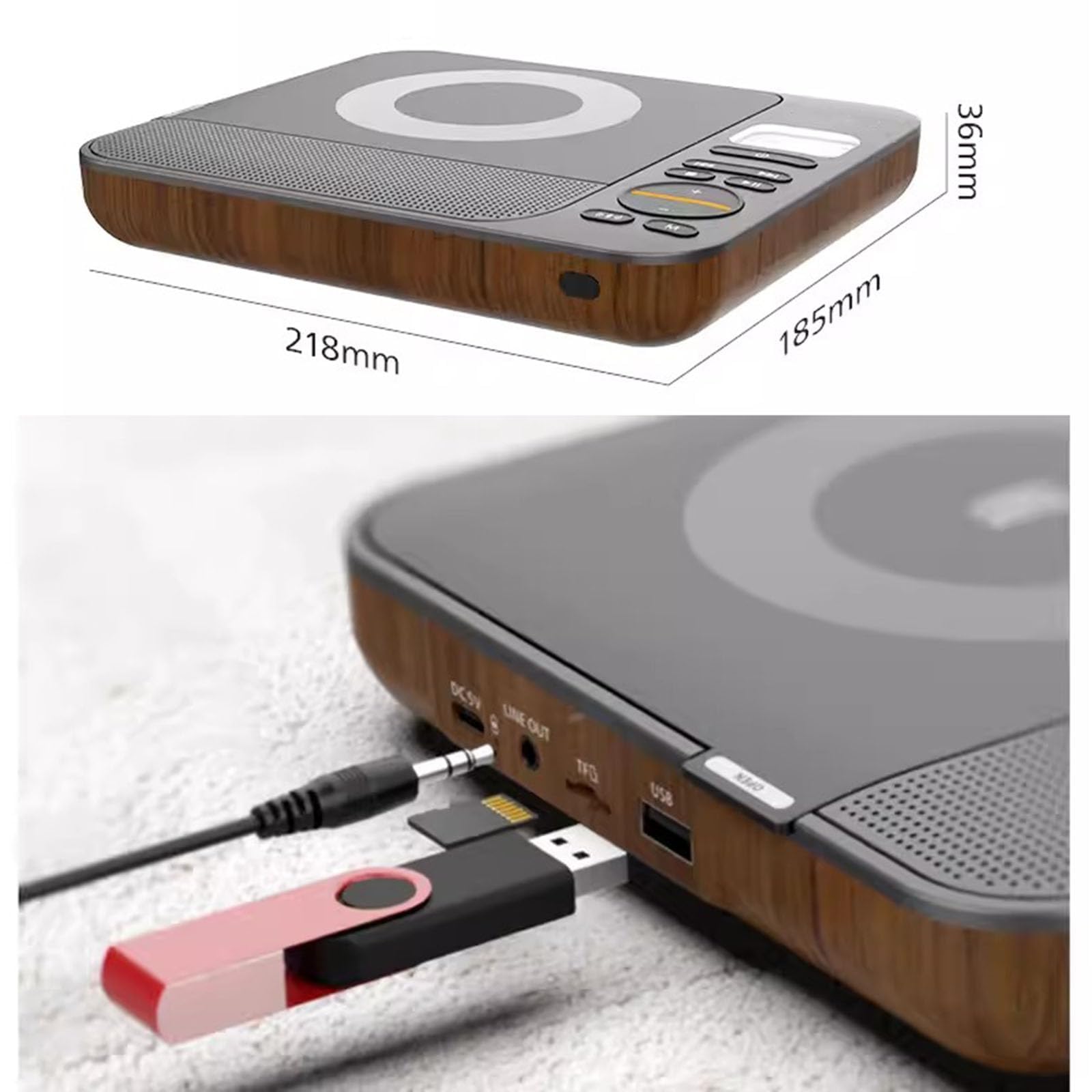 Mini lettore CD portatile Bluetooth con telecomando, schermo LED, ricaricabile, supporta CD, Bluetooth, FM, USB, AUX, ideale per gli amanti della musica in viaggio