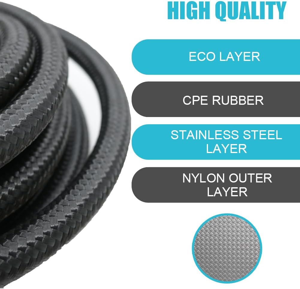 16AN Transmission Cooler Line - 16AN Fuel Line Hose 10FT Braided Push Lock Hose 350 PSI High Pressure For Automotive Fuel Systems Engines