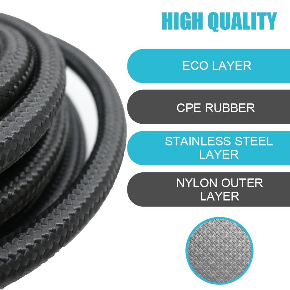 3 8 Plastic Fuel Line 8AN Braided Fuel Line Hose 10ft Black - Stainless Steel Nylon Cover For Oil &amp; Gas 8an Line