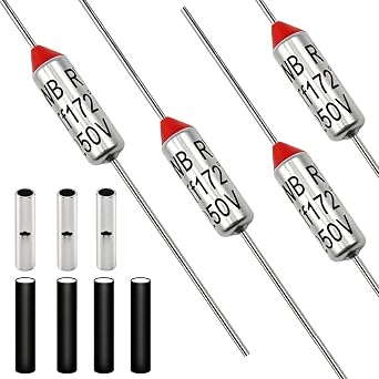 Tnisesm 10 Pcs 172 Degree Metal Thermal Cutoffs Thermal Fuse 10A 250V with Non-Insulated Butt Connectors22-18 AWG for Motor Transformer Electric Industrial Home Appliance 172+BN0.75