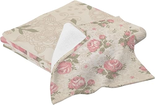 Miniatura 2 de senya Juego de 2 toallas de baño toallas de baño de algodón para baño 1 toalla de baño extra grande y 1 toalla vintage rosa rosa floral n1 toallas