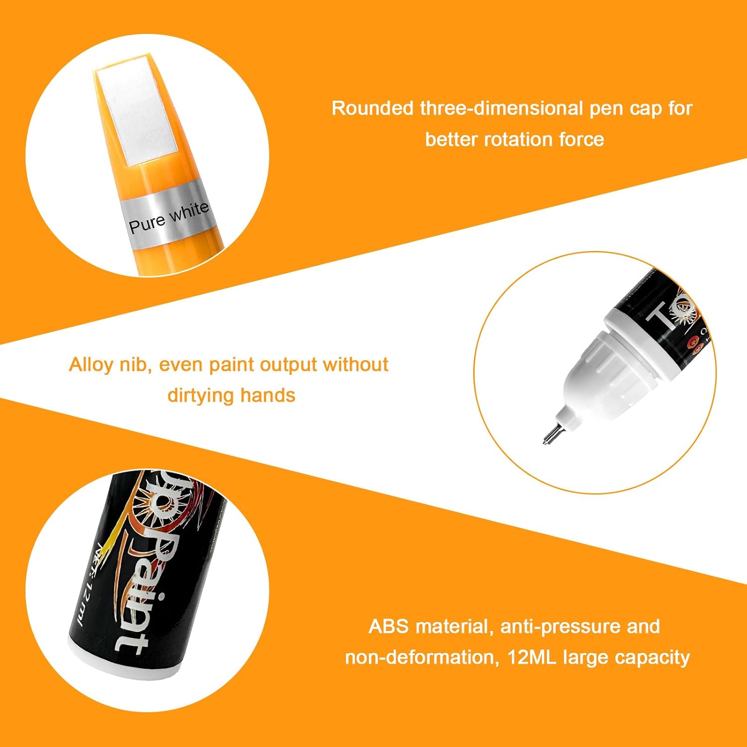 Touch Up Paint Pen for Cars, 2 in 1 Quick Drying Touch Up Pen Lasting Auto Scratch Remover, 0.4 Fl Oz Color Accurate Paint Pens Quick & Easy Solution to Repair Scratches (White)