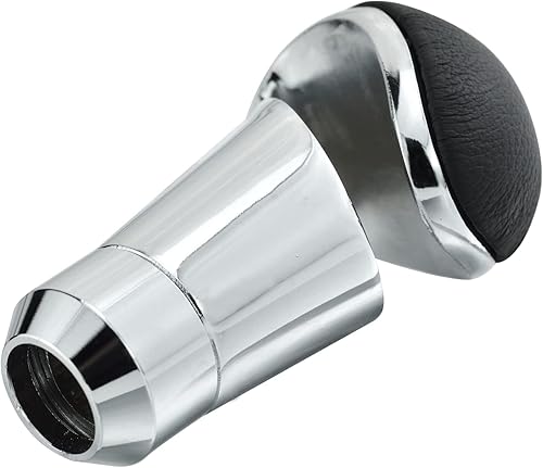 Miniatura 5 de Arenbel Pomo de palanca de cambios de aleación cubierta de cuero para la mayoría de vehículos automáticos manuales, color negro y plateado