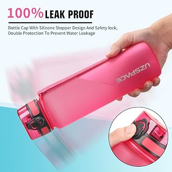 UZSPACE Su şişesi çocuk sızdırmaz, spor plastik içecek şişesi, 1 l, 800 ml, 500 ml, Tritan ve bisfenol A içermez, spor şişesi, karbondioksit için uygundur