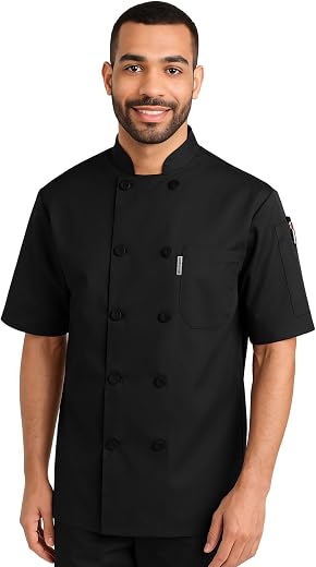 uniformer Half Sleeves Chef Coat for Men | Double-Breasted Chef Coat With Reversible Closure | Comfortable &amp; Stylish | Eas...