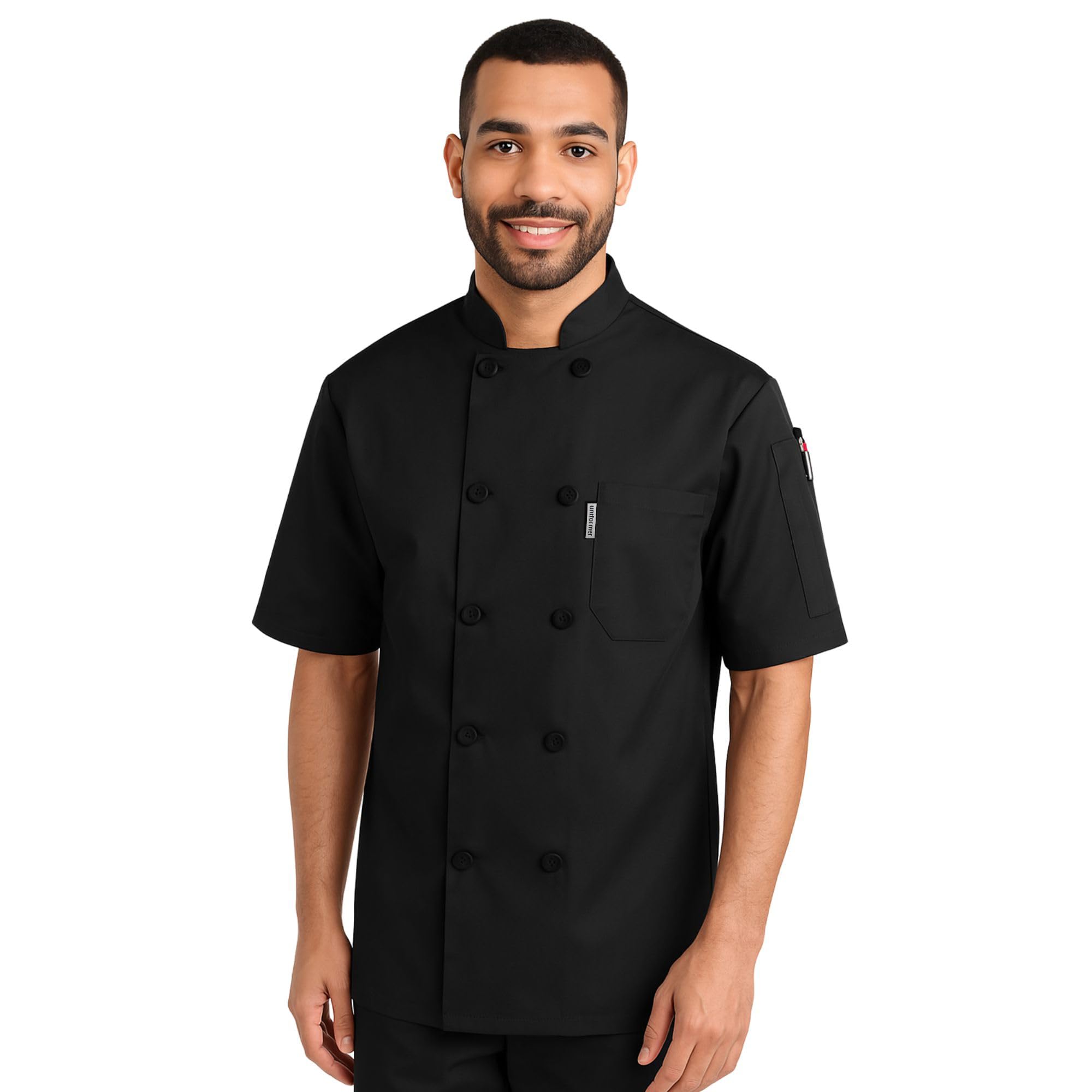 uniformer Half Sleeves Chef Coat for Men | Double-Breasted Chef Coat With Reversible Closure | Comfortable & Stylish | Easy Care & Breathable | Ideal for Chefs, Cooks, and Kitchen Staff-image-3