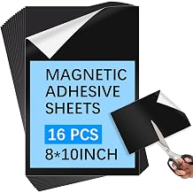16pcs Cuttable Magnetic Sheets 8X10 INCH with Adhesive Backing Flexible Peel and Sticker Magnet Sheets for Crafts