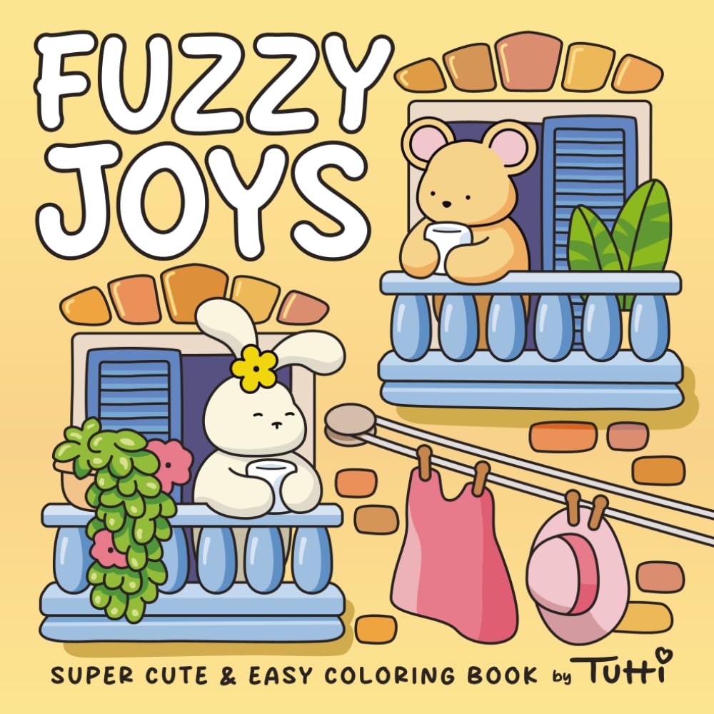 Fuzzy Joys: Super Cute & Easy Coloring Book for Adults and Teens with Cozy Fuzzy Animal Characters