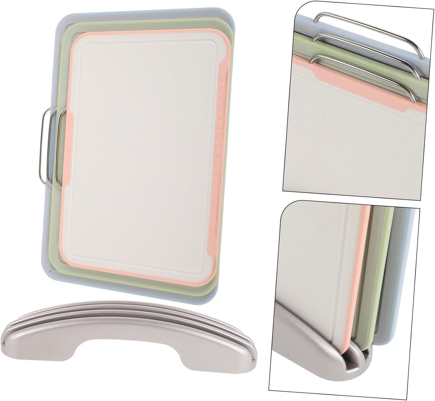 Plastic Cutting Boards Set with Holder Non Slip Chopping Boards for Meat Veggies Fruits Easy Storage Versatile Kitchen Prep
