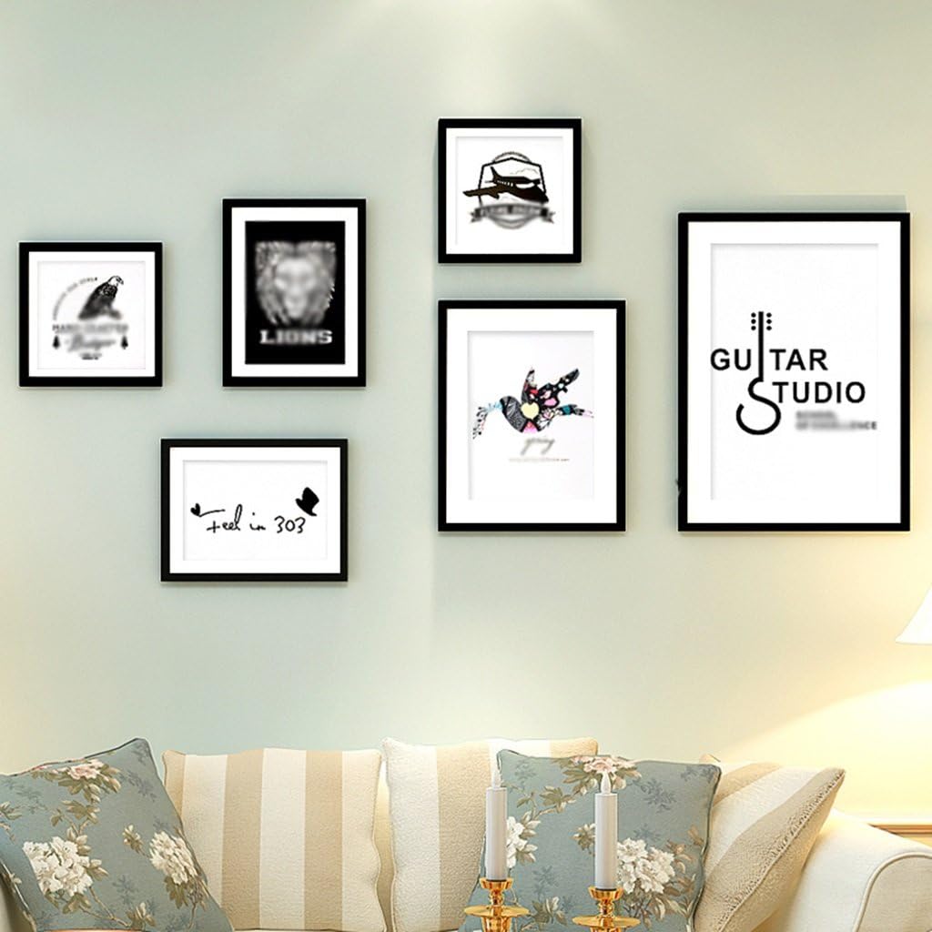 Photo Wall Solid Wood Big Wall Creative Restaurant Bedroom Background Wall Quality Black And White Simple Modern Photo Frame Combination Fine Artificial Grinding (Color : A)