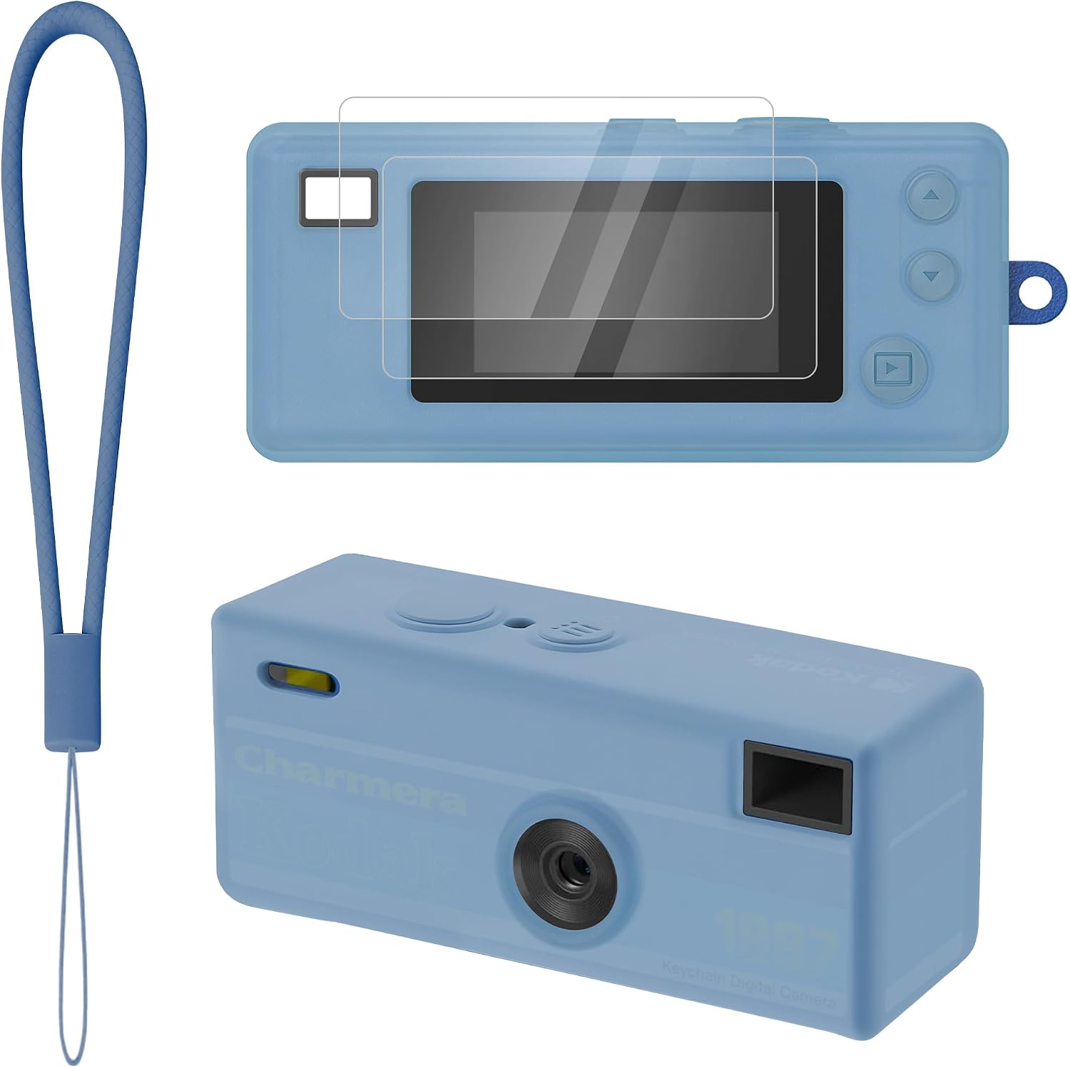Case for Kodak CHARMERA Keychain Digital Camera with 2 Pack Screen Protectors & Lanyard, Anti-Scratch Soft Silicone Protective Cover Accessories for Kodak Keychain Camera Case - Transparent