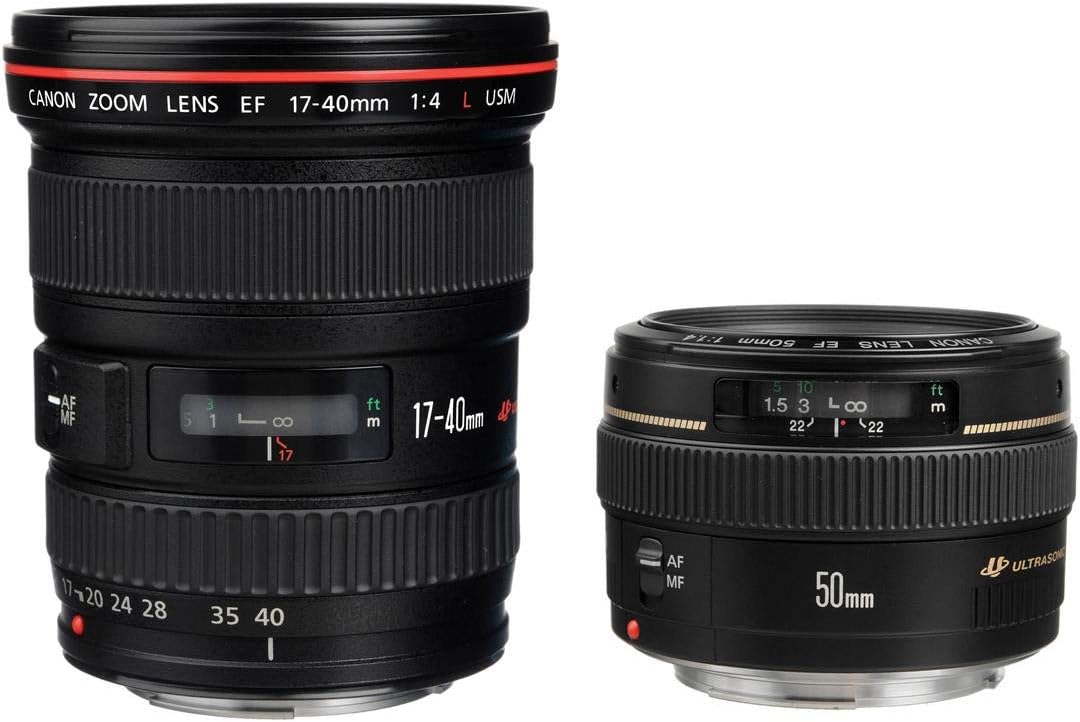 Canon Advanced Two Lens Kit with 50mm f/1.4 and 17-40mm f/4L Lenses Black
